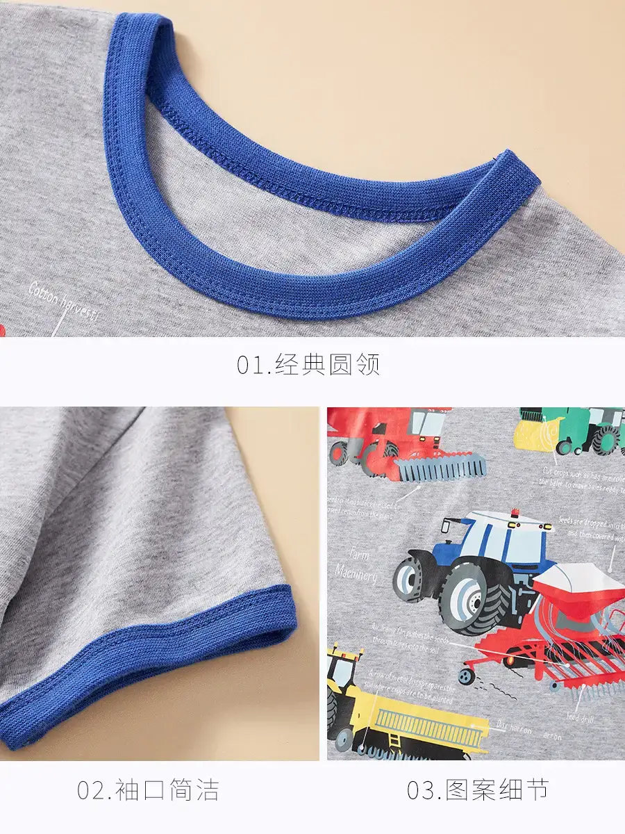 Children's Gray Cotton T-Shirt Short Sleeve 2024 - Image 6