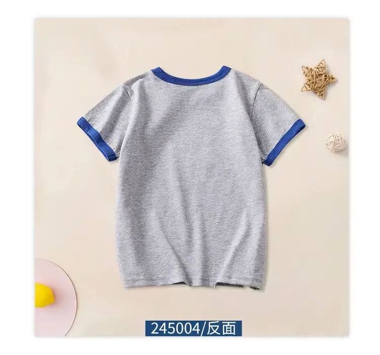 Children's Gray Cotton T-Shirt Short Sleeve 2024 — feature 8