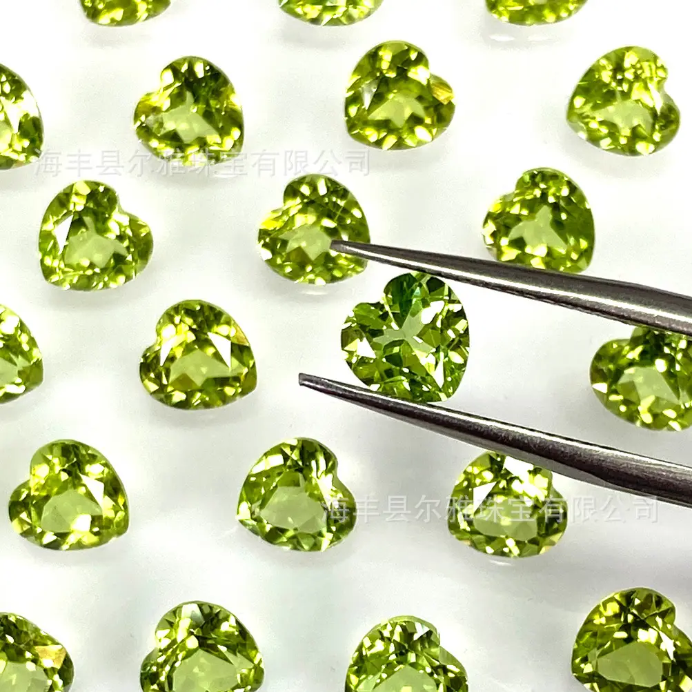 Natural Peridot Heart Shaped Gems for DIY Jewelry - Image 2