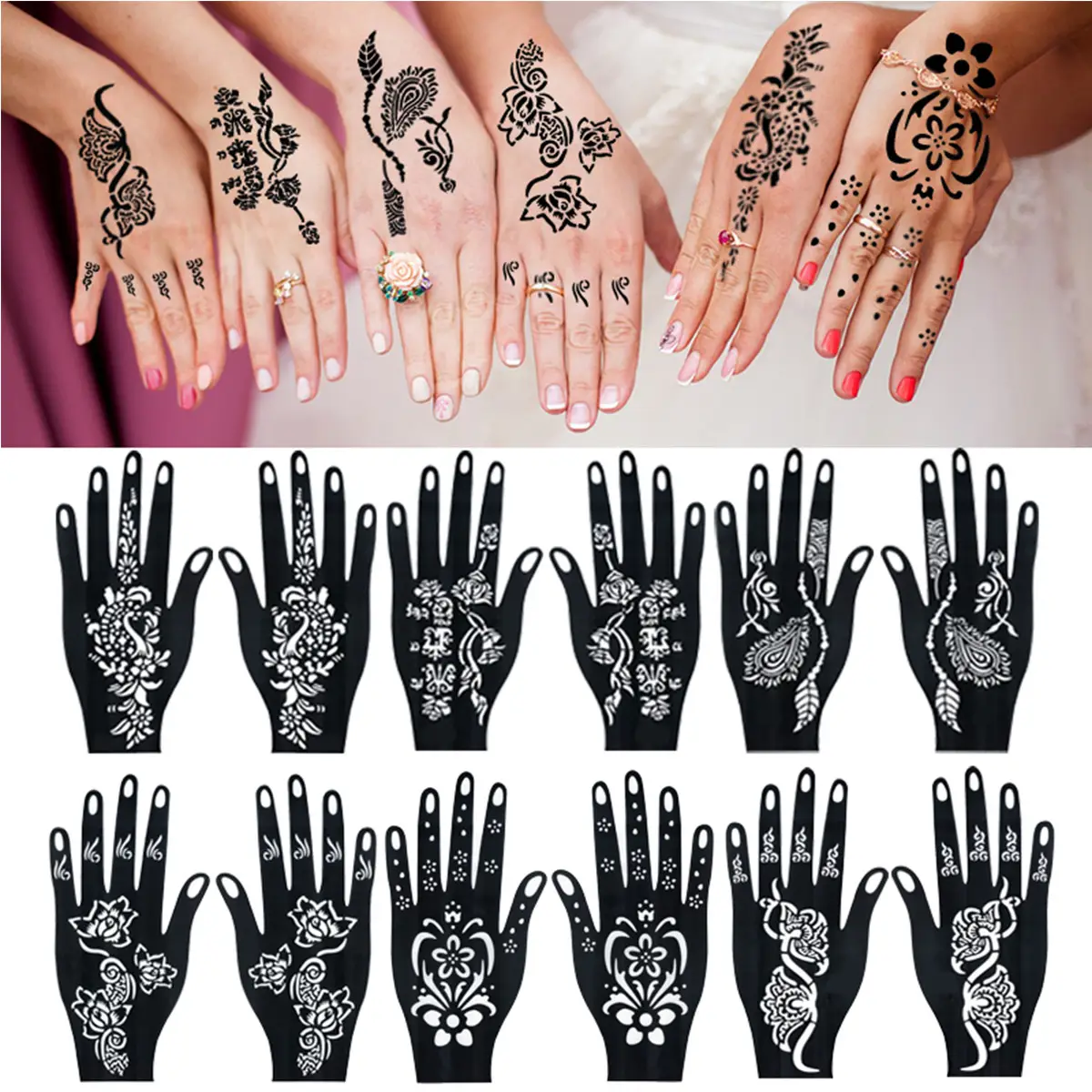 Cross-Border Hand Tattoo Stickers Flower Design - Image 28