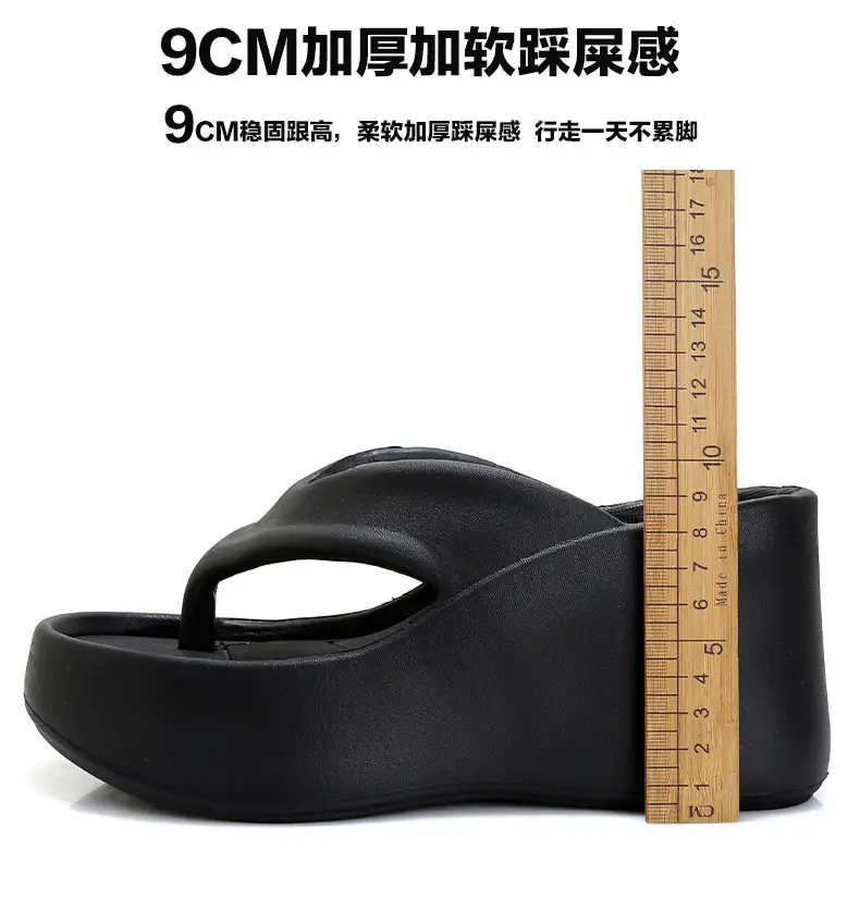 Cross-border new 2024 Summer thick-soled flip-flops women's outer wear flip-flops wedge heel height increasing platform comfortable Internet celebrity slippers — feature 10