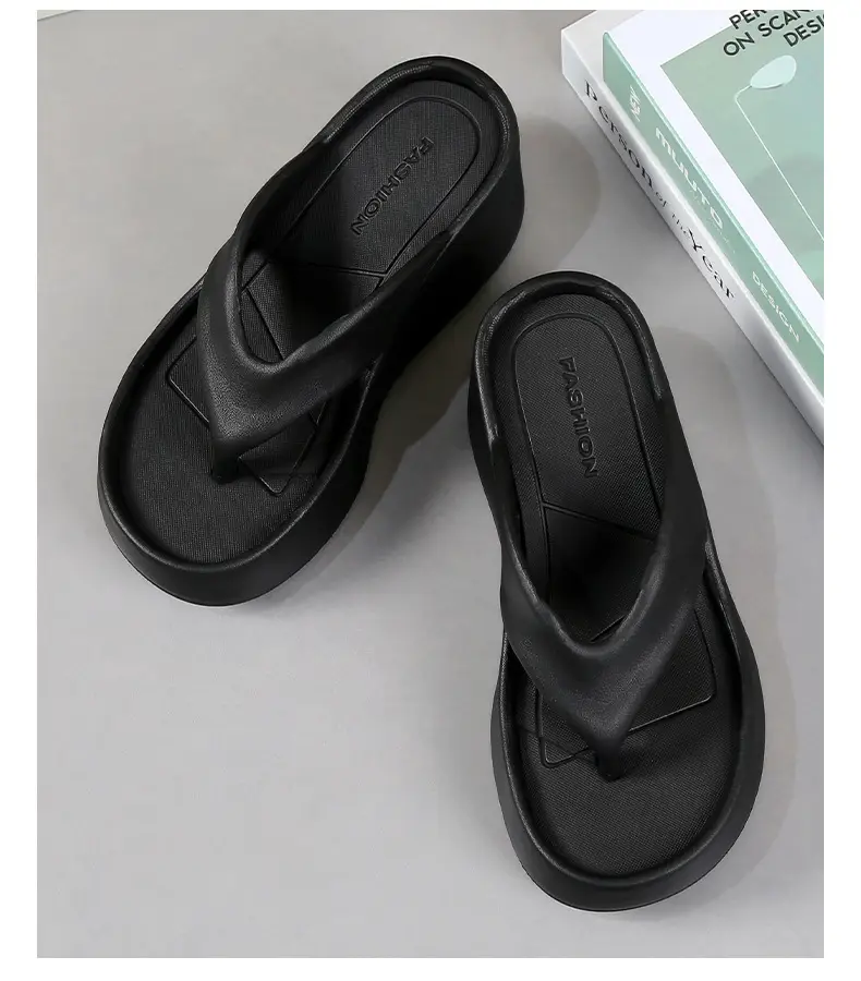 Cross-border new 2024 Summer thick-soled flip-flops women's outer wear flip-flops wedge heel height increasing platform comfortable Internet celebrity slippers — feature 18