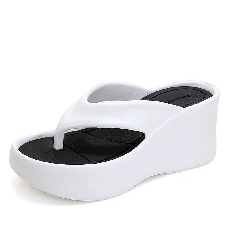 Cross-border new 2024 Summer thick-soled flip-flops women's outer wear flip-flops wedge heel height increasing platform comfortable Internet celebrity slippers - Image 2