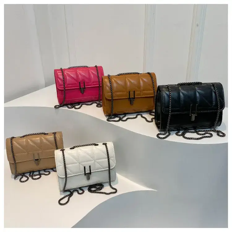 Women Rhombic Chain Shoulder Bag Pink Small Crossbody Phone Bag — feature 27