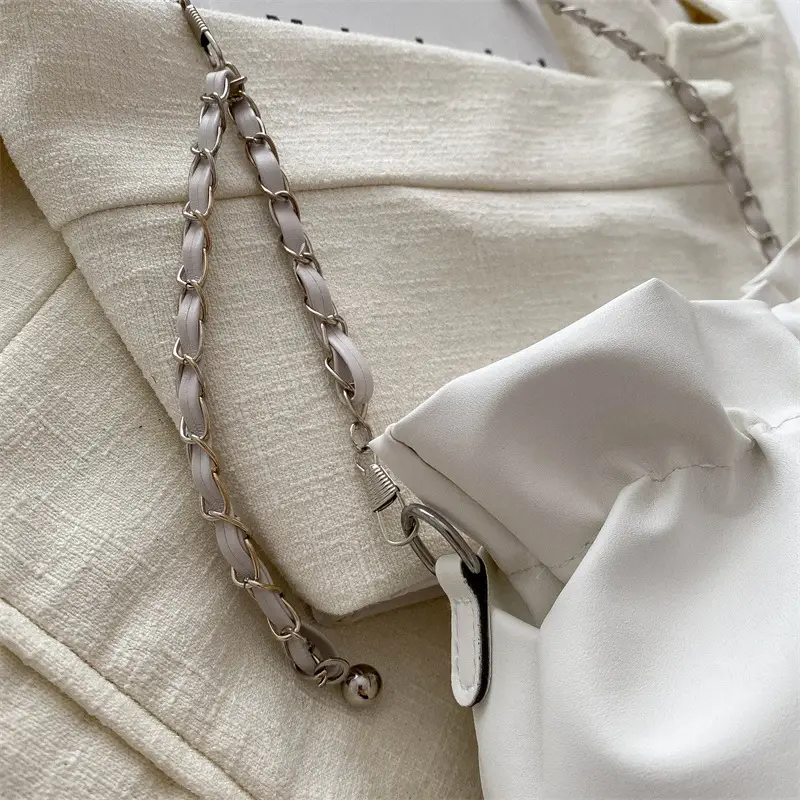 Women's Chain Shoulder Messenger Bag Cream White 2024 - Image 7