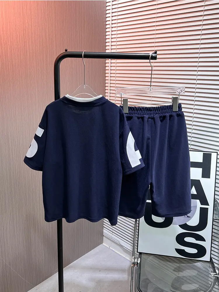 Boys Printed 2-Piece Shorts Suit Navy Blue Summer 2026 - Image 4