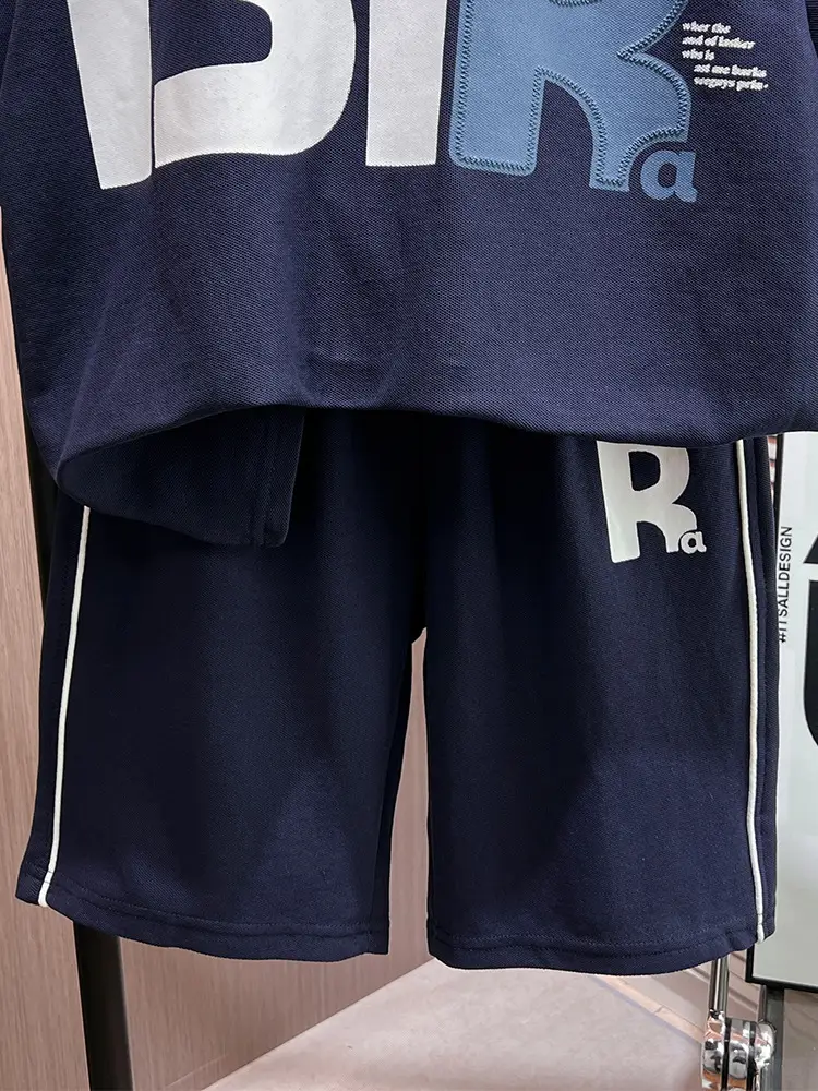 Boys Printed 2-Piece Shorts Suit Navy Blue Summer 2026 - Image 5