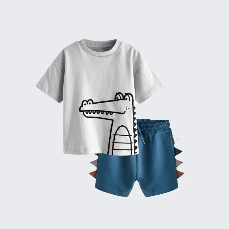 Cross-Border Boys Summer Suit Elastic Waist Pants Cotton T-Shirt - Image 6