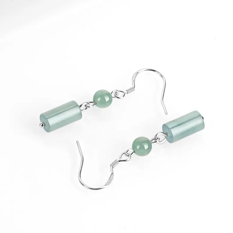 S925 Silver Jade Blue Earrings Ice Jade Women - Image 3