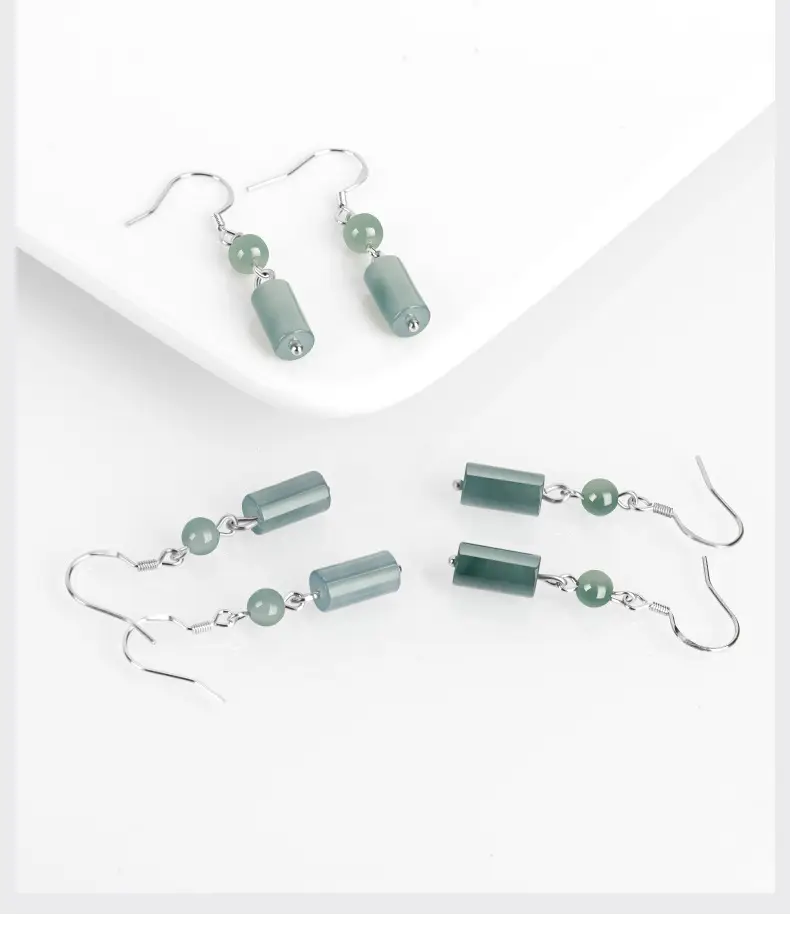 S925 Silver Jade Blue Earrings Ice Jade Women — feature 3