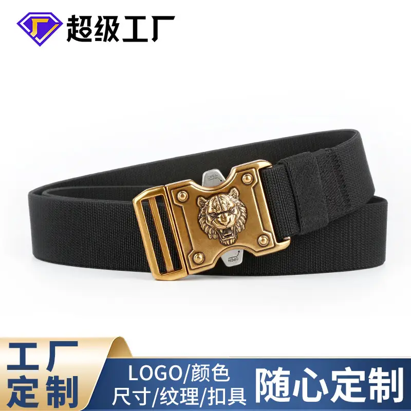 Tiger Head Buckle Belt for Men Black Business Casual - Image 5