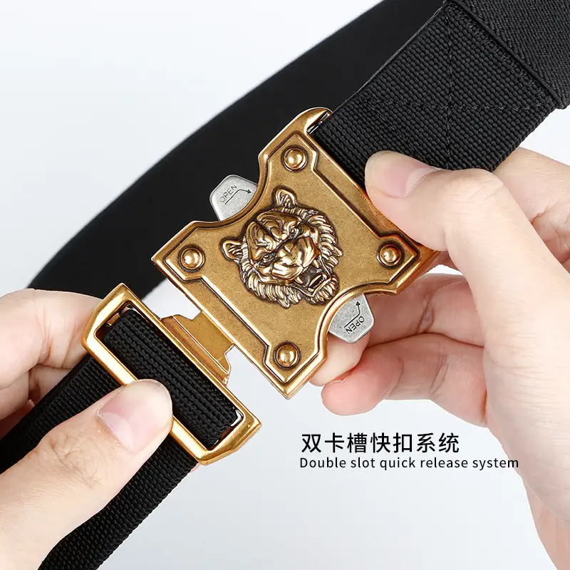 Tiger Head Buckle Belt for Men Black Business Casual - Image 7