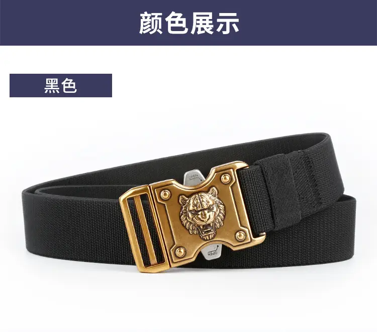 Tiger Head Buckle Belt for Men Black Business Casual — feature 12