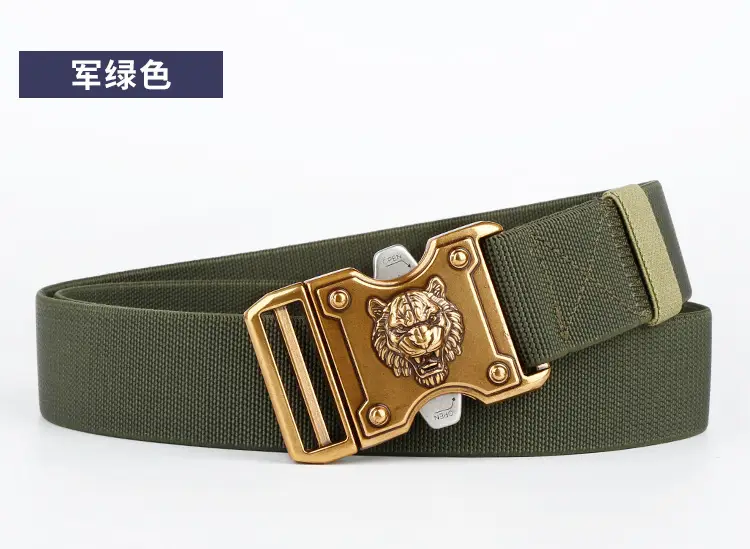 Tiger Head Buckle Belt for Men Black Business Casual — feature 13