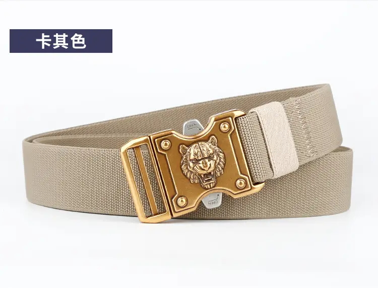 Tiger Head Buckle Belt for Men Black Business Casual — feature 14