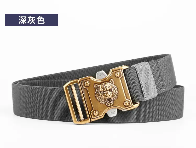 Tiger Head Buckle Belt for Men Black Business Casual — feature 15