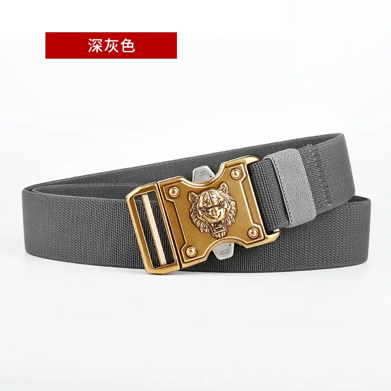 Tiger Head Buckle Belt for Men Black Business Casual - Image 2