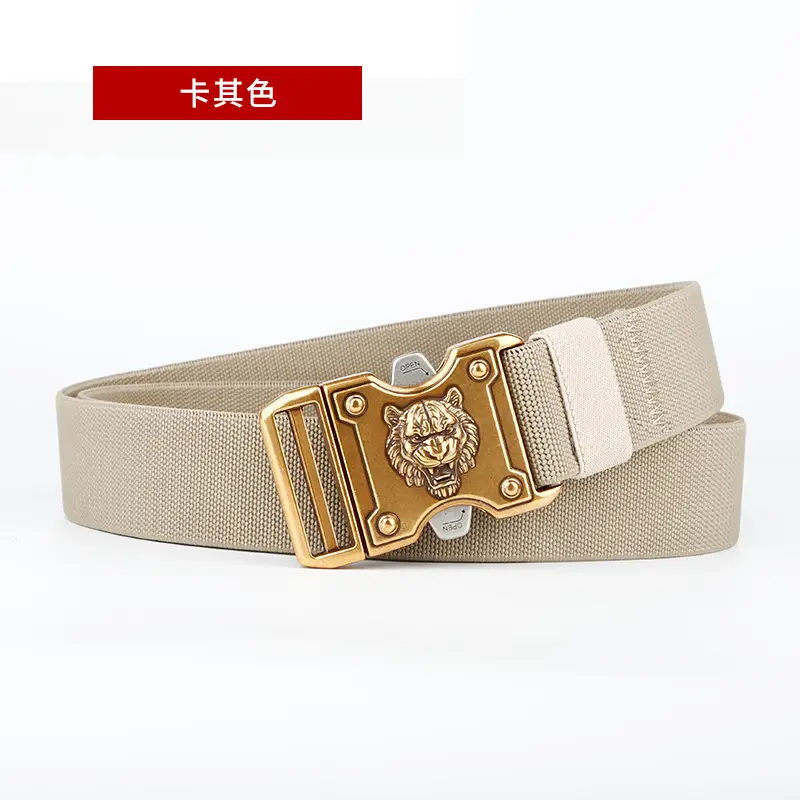 Tiger Head Buckle Belt for Men Black Business Casual - Image 3