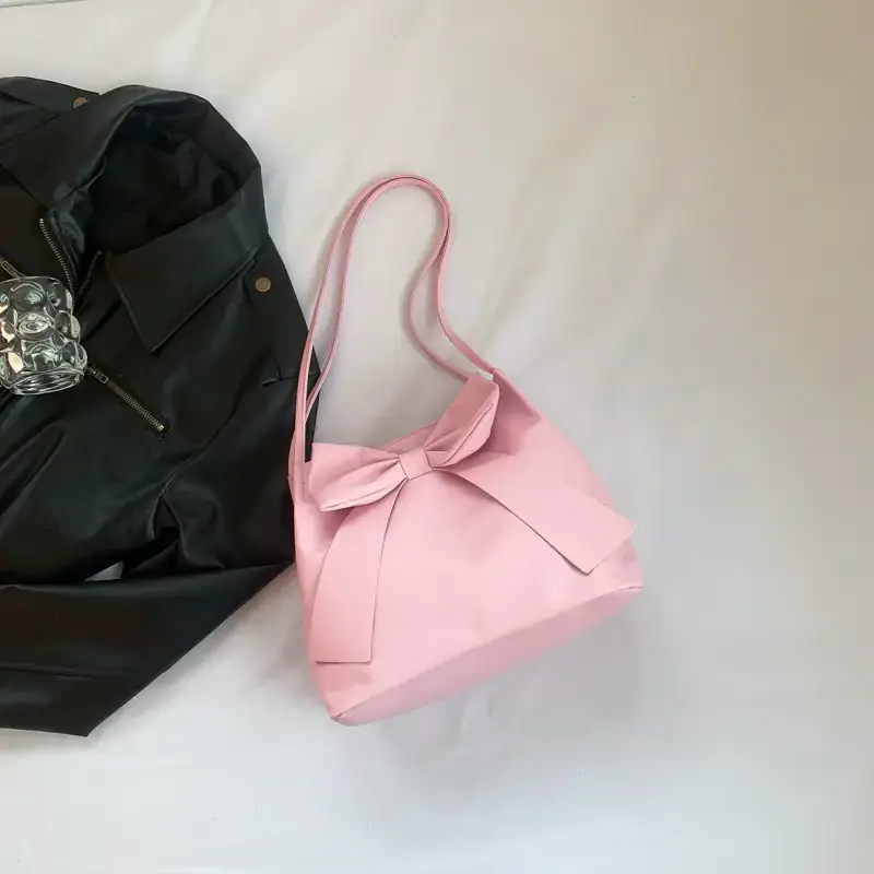 Black Bow Shoulder Bag for Women Spring 2024 - Image 2