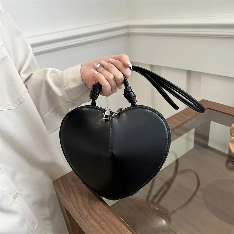 Heart Shape Black Underarm Bag for Women - Image 7