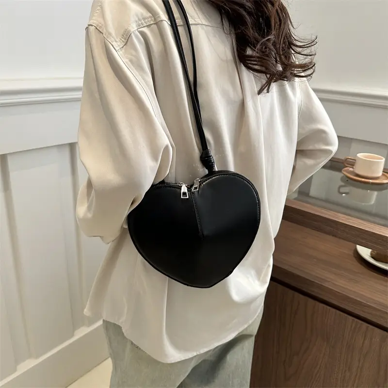 Heart Shape Black Underarm Bag for Women - Image 8