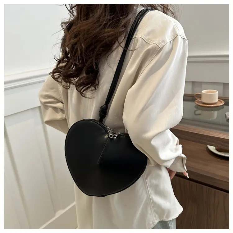 Heart Shape Black Underarm Bag for Women — feature 21