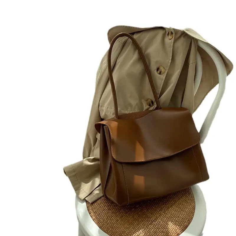 Women Retro Brown Large Shoulder Bag 2025 - Image 9