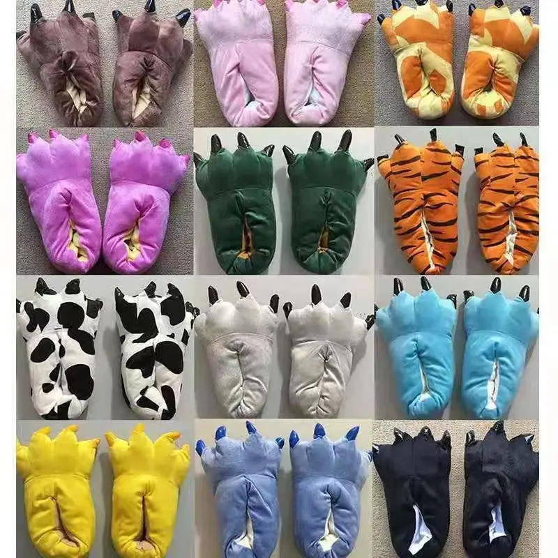 Manufacturer's Warm and Thickened Dragon Claw Plush Home Cotton Slippers, Cartoon Autumn and Winter Couple Style Indoor Cotton Slippers