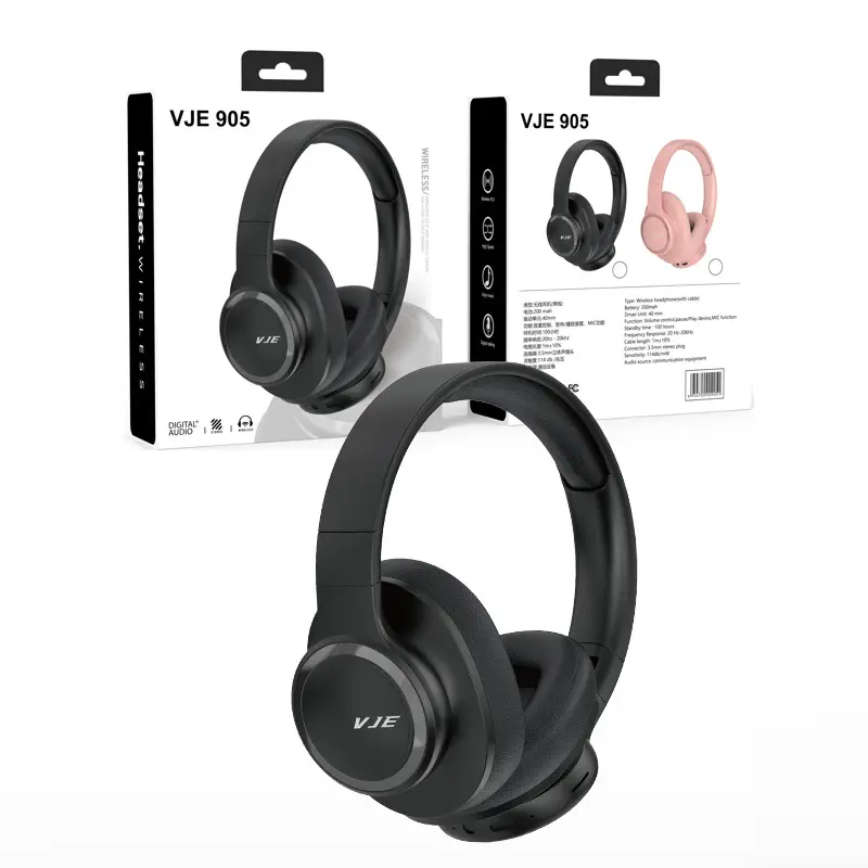 VJE905 Wireless Bluetooth Headset Black Long Lasting