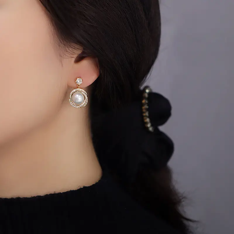 5A Freshwater Pearl Earrings Women Elegant Court Design