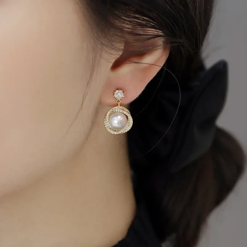 5A Freshwater Pearl Earrings Women Elegant Court Design