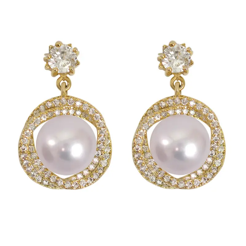 5A Freshwater Pearl Earrings Women Elegant Court Design