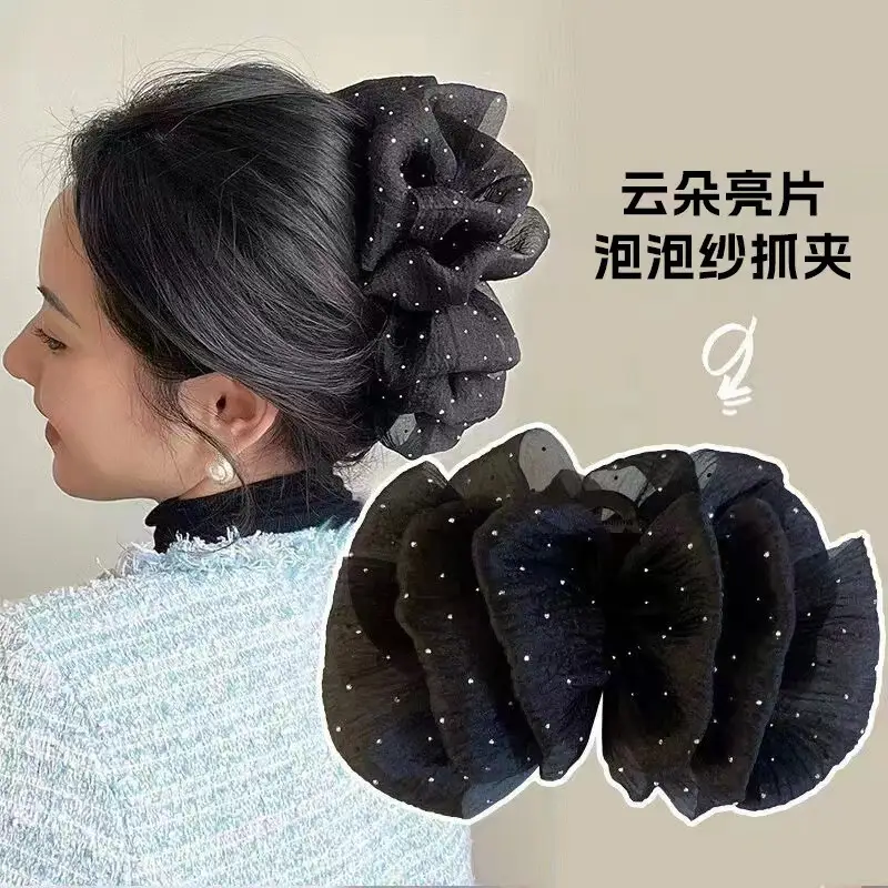 Black Bubble Hair Clip Princess Headwear 13cm - Image 46
