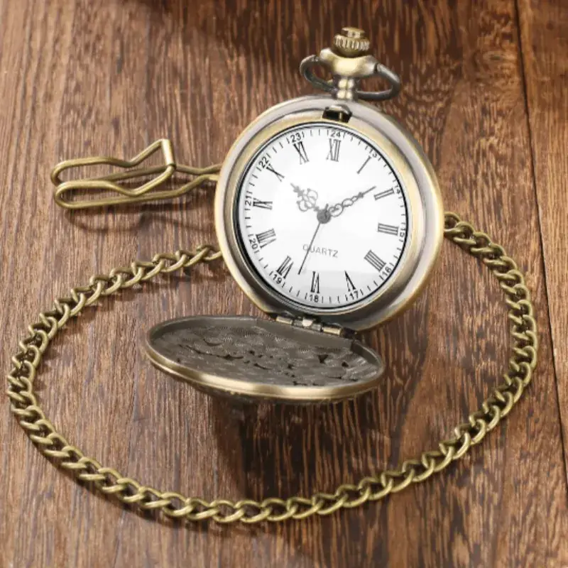 Bronze Dragon Dial Pocket Watch Gift Necklace Pendant