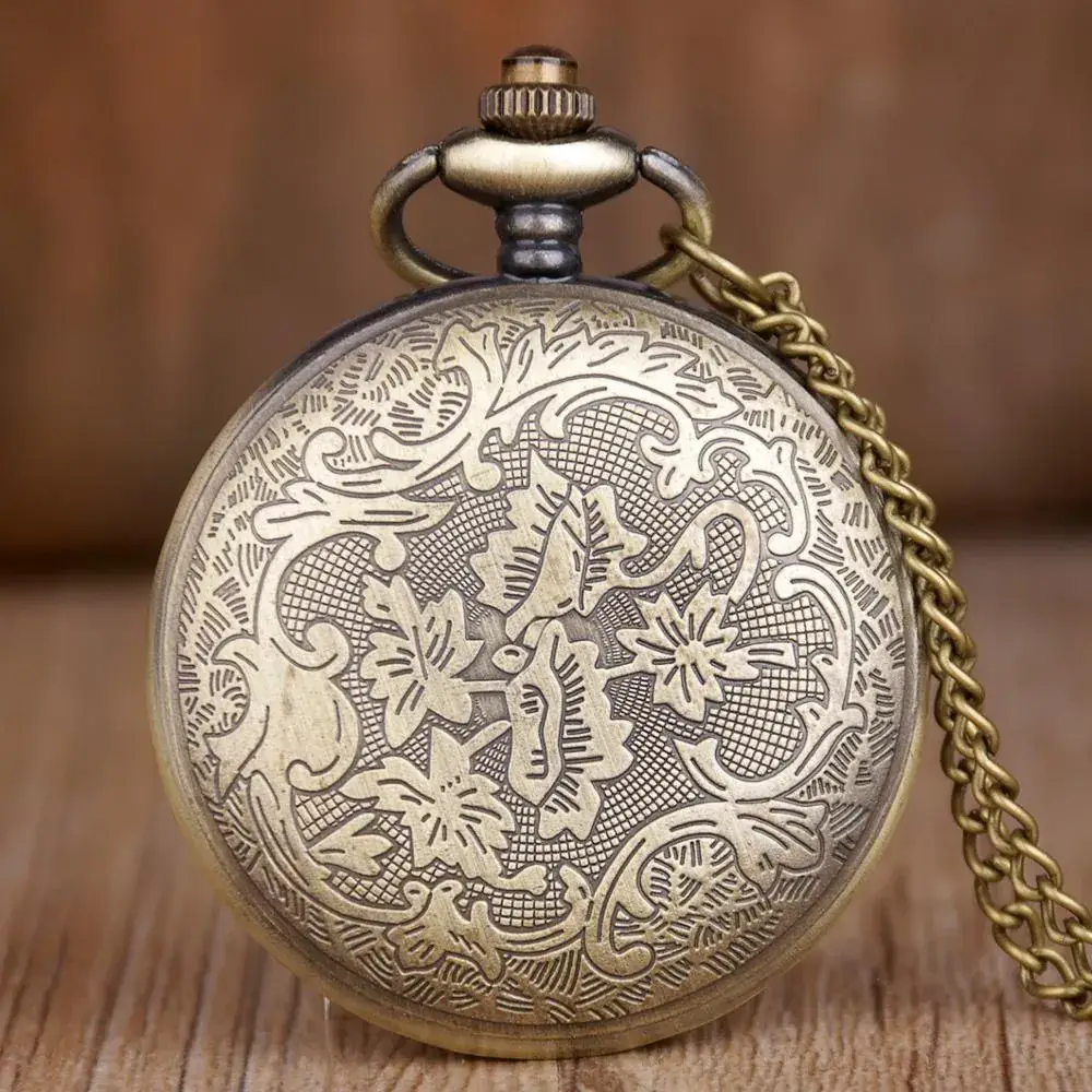 Bronze Dragon Dial Pocket Watch Gift Necklace Pendant