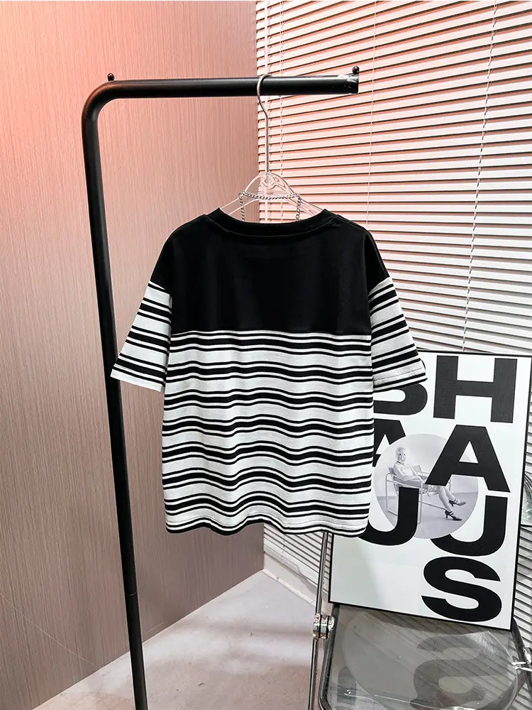 Boys Summer Striped T-Shirt Black White 2026