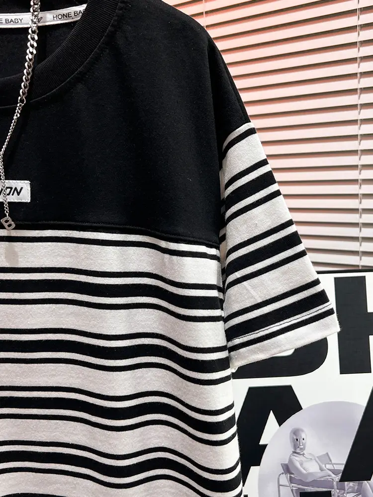 Boys Summer Striped T-Shirt Black White 2026