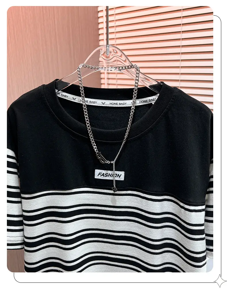 Boys Summer Striped T-Shirt Black White 2026 — feature 13