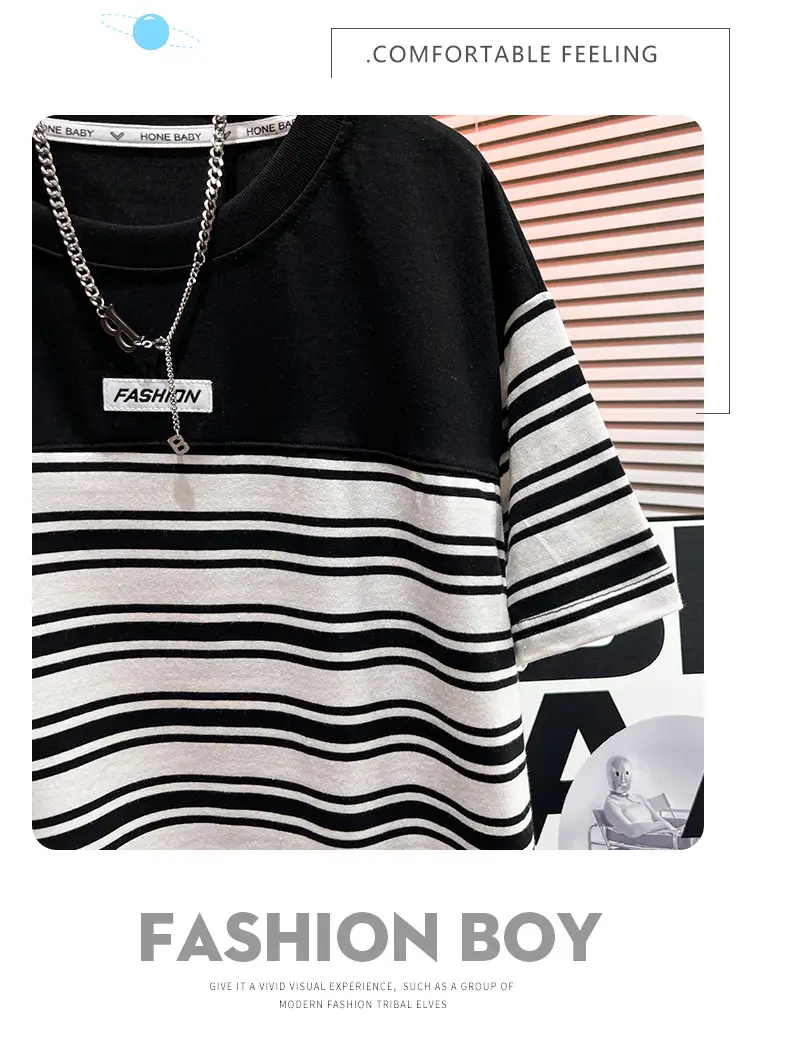 Boys Summer Striped T-Shirt Black White 2026 — feature 14