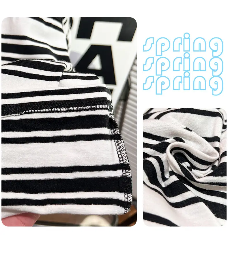 Boys Summer Striped T-Shirt Black White 2026 — feature 18