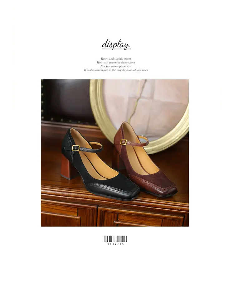 French-Style Retro Brown Chunky Heel Square-Toe High-Heeled Shoes with a Single Strap, Shallow Mouth, and Elegant Mary Jane Design for Women — feature 11