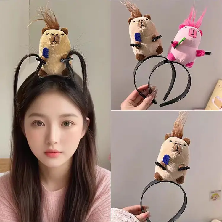Cotton Doll Headband Tooth-Missing Bar Headband Funny Cooking Mouse Headband Khaki Barra
