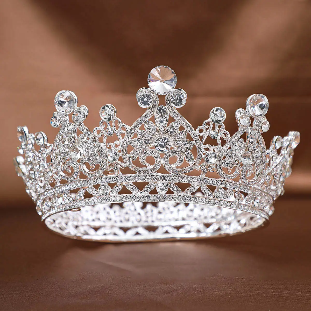 European Bridal Rhinestone Crown Headdress for Women