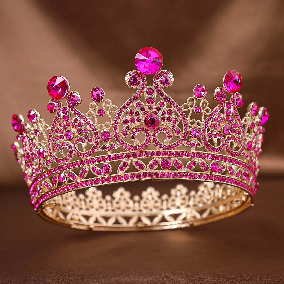 European Bridal Rhinestone Crown Headdress for Women