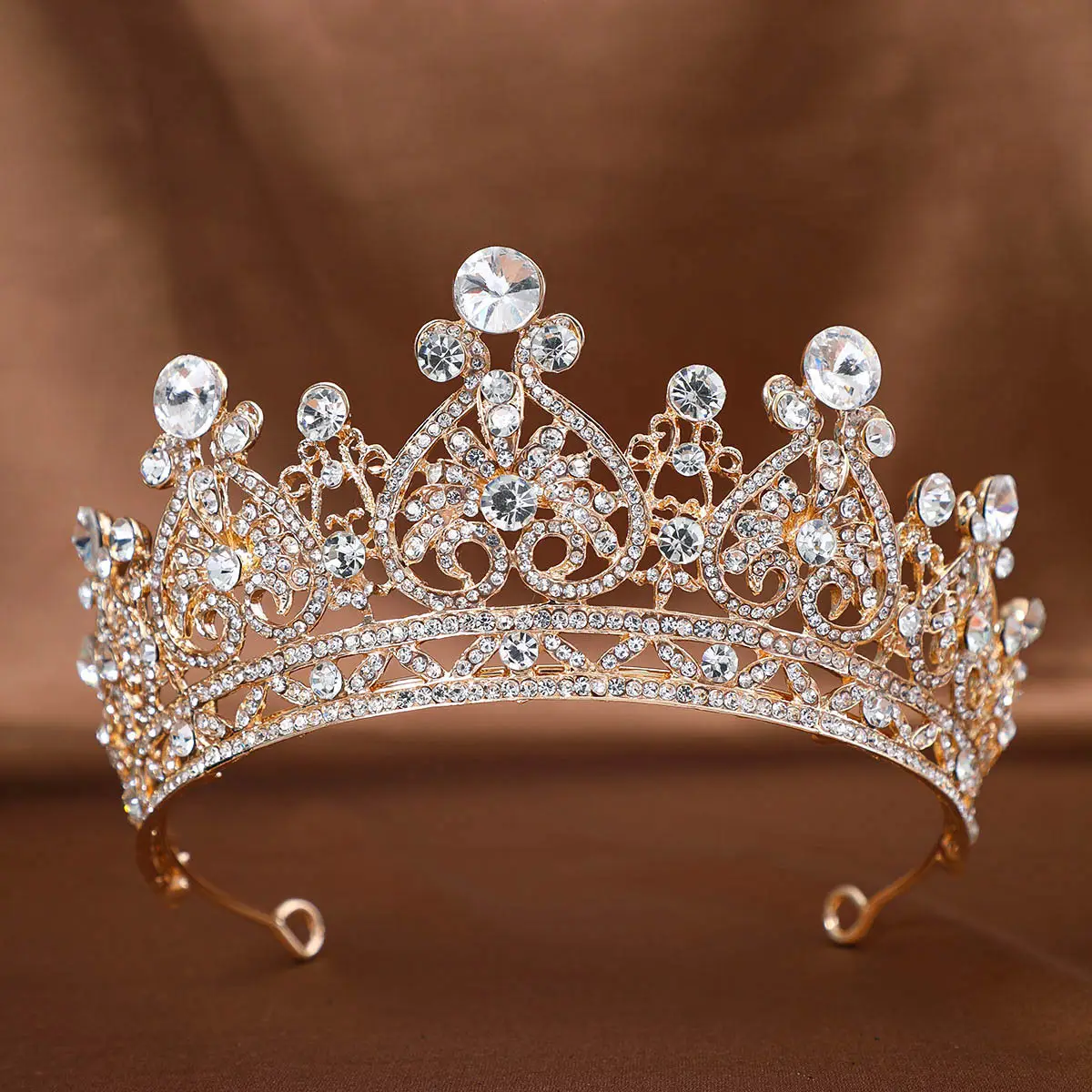 European Bridal Rhinestone Crown Headdress for Women
