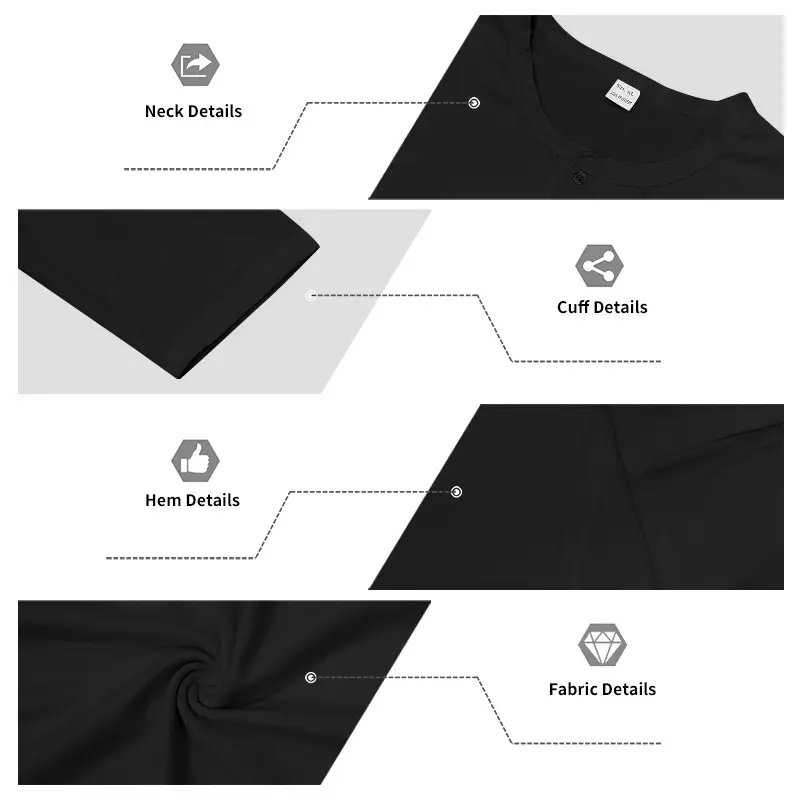 Men Long Sleeve Grey Twill T-Shirt Henry Collar — feature 48