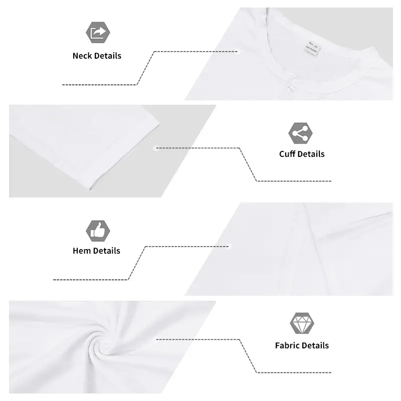 Men Long Sleeve Grey Twill T-Shirt Henry Collar — feature 9