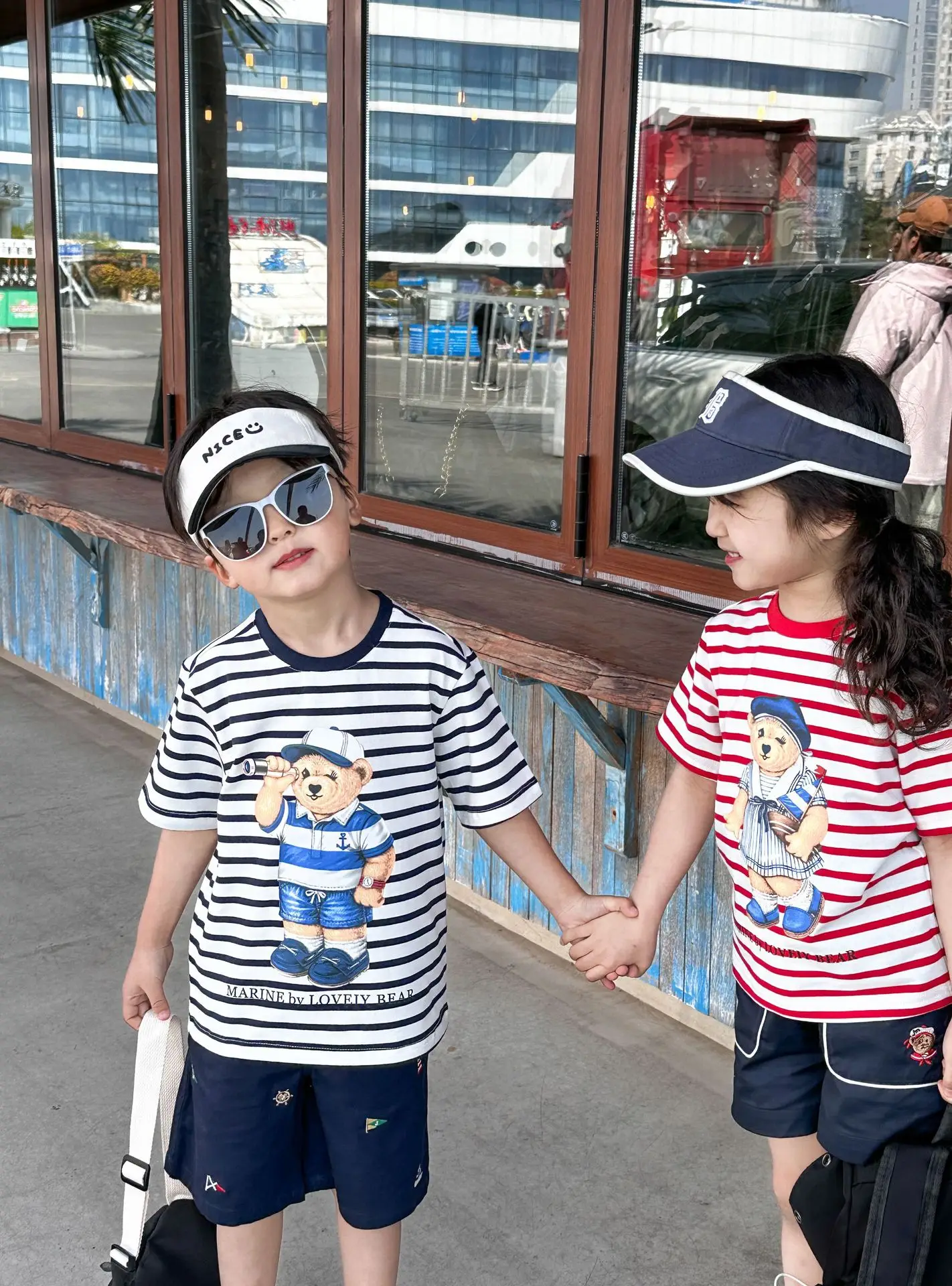 Kids Red Striped Teddy Bear T-Shirt Summer Wear - Image 3