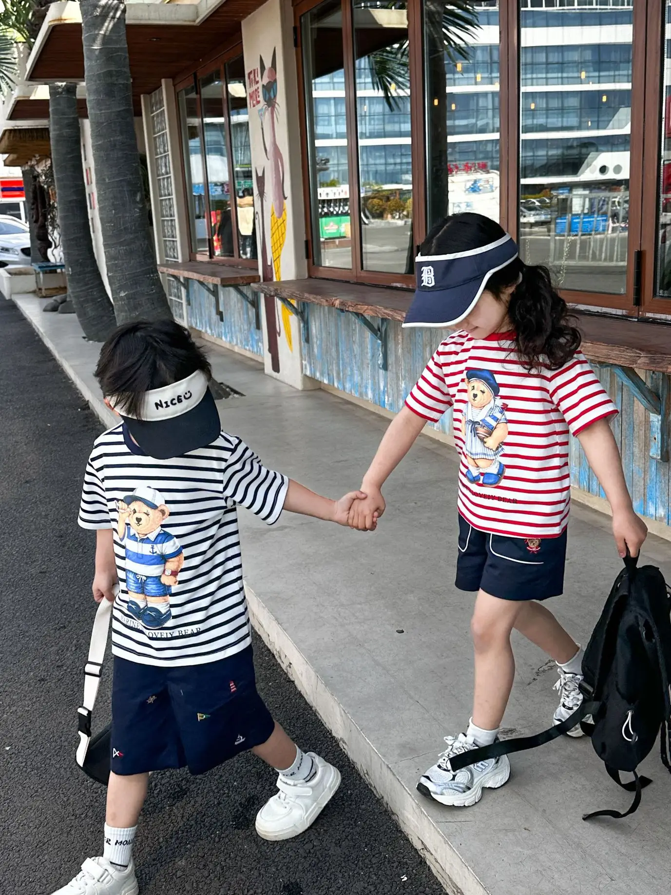 Kids Red Striped Teddy Bear T-Shirt Summer Wear - Image 4