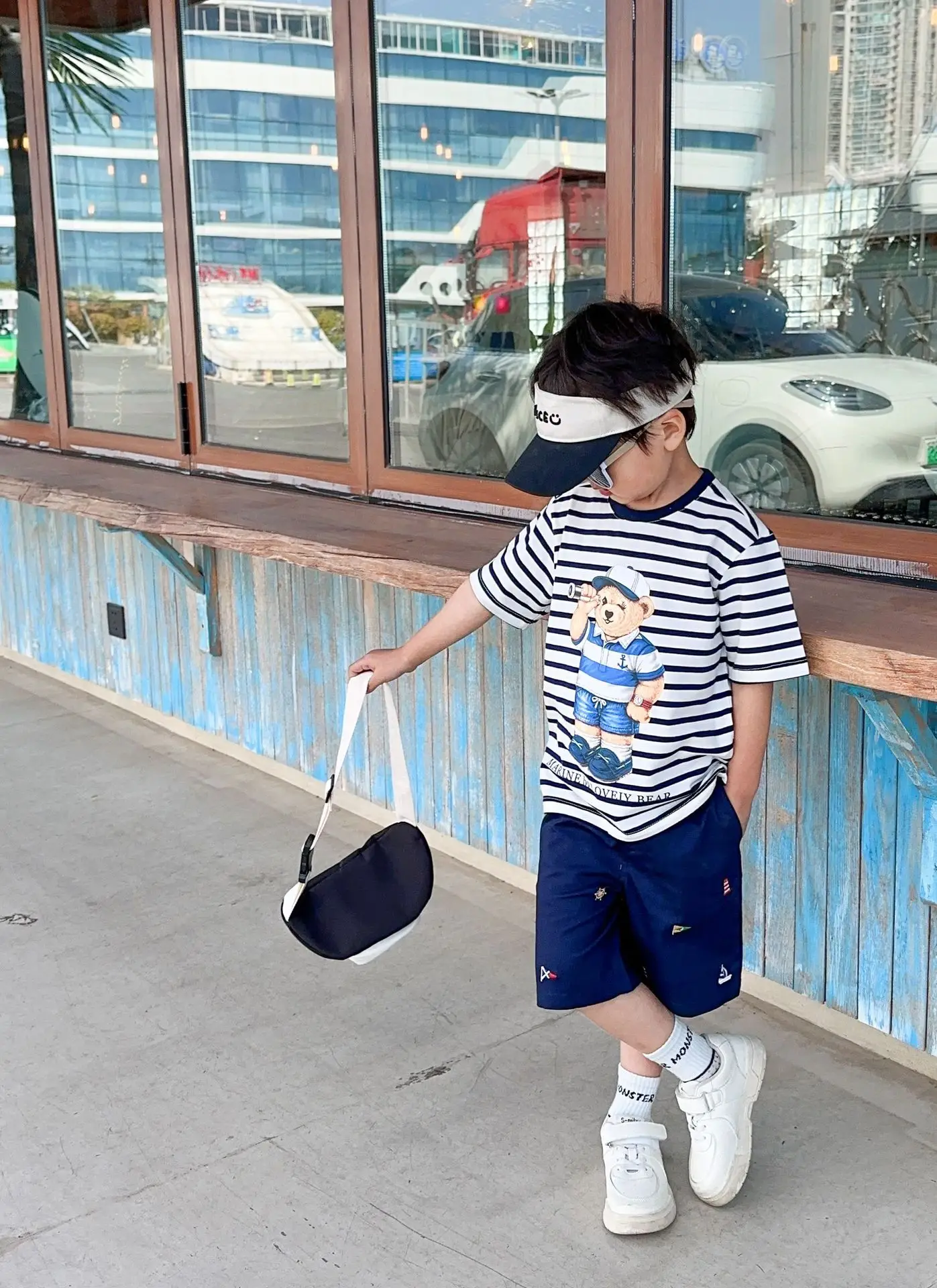 Kids Red Striped Teddy Bear T-Shirt Summer Wear — feature 12